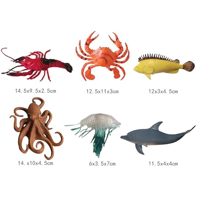 GALAXY OCEAN ANIMAL TOY SET - 7-PIECE MARINE LIFE FIGURES INCLUDING LOBSTER, CRAB, FISH, AND DOLPHIN - EDUCATIONAL & IMAGINATIVE UNDERWATER PLAY (AGES 3+) - Image 3